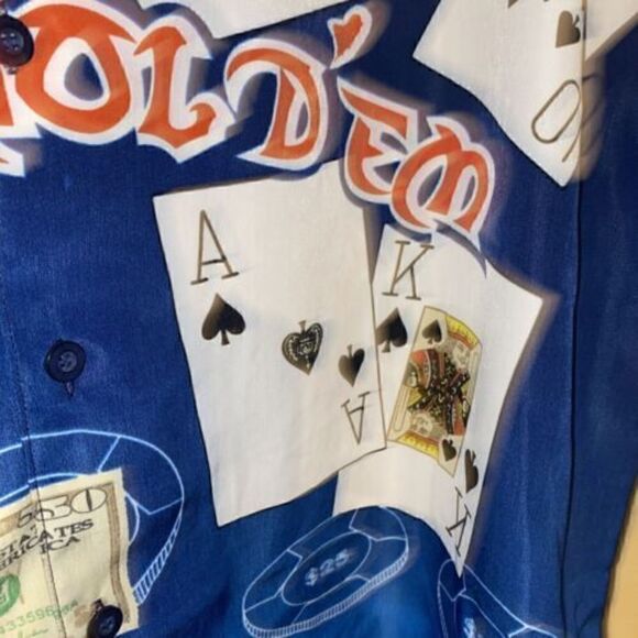 J/E/T STRTWR Texas Hold 'Em Casino Money Poker Size L Shirt S/S Button - Picture 7 of 12